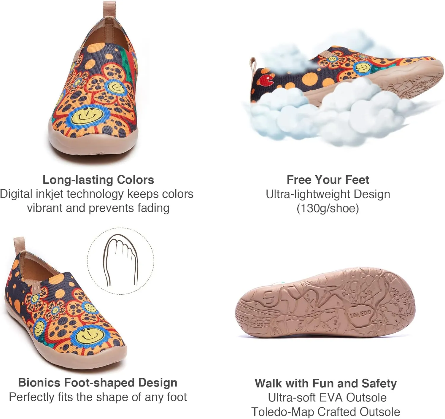 UIN Women's Art Travel Shoes Slip On Casual Cozy Loafers Lightweight Comfort Fashion Sneaker Toledo Ⅰ