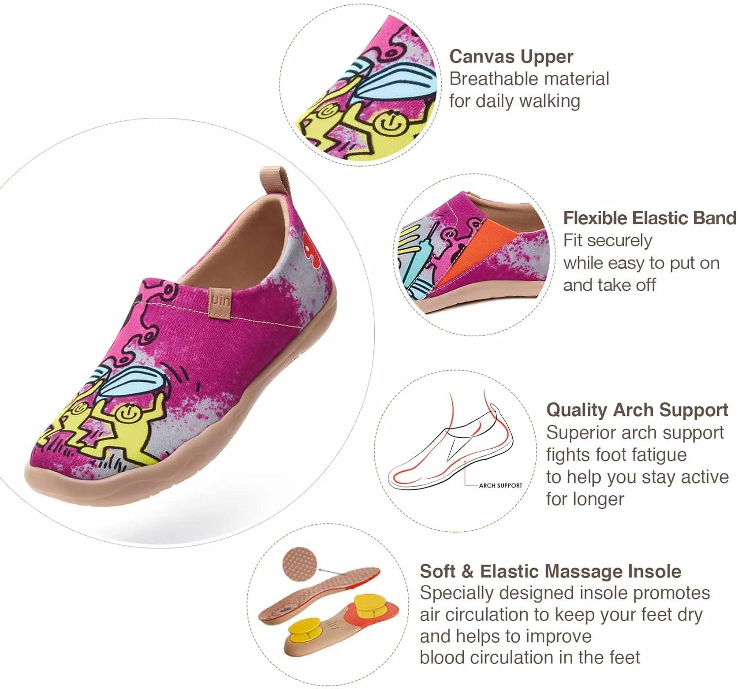 UIN Women's Art Travel Shoes Slip On Casual Cozy Loafers Lightweight Comfort Fashion Sneaker Toledo Ⅰ