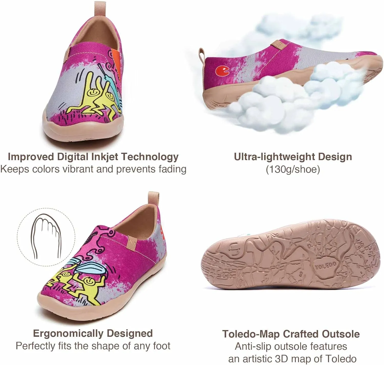 UIN Women's Art Travel Shoes Slip On Casual Cozy Loafers Lightweight Comfort Fashion Sneaker Toledo Ⅰ