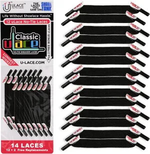 uLace Classic No-Tie Shoelaces - Elastic Shoe Laces for Sneakers | Stretchy, Elastic Laces | Easy Installation - 14 Laces