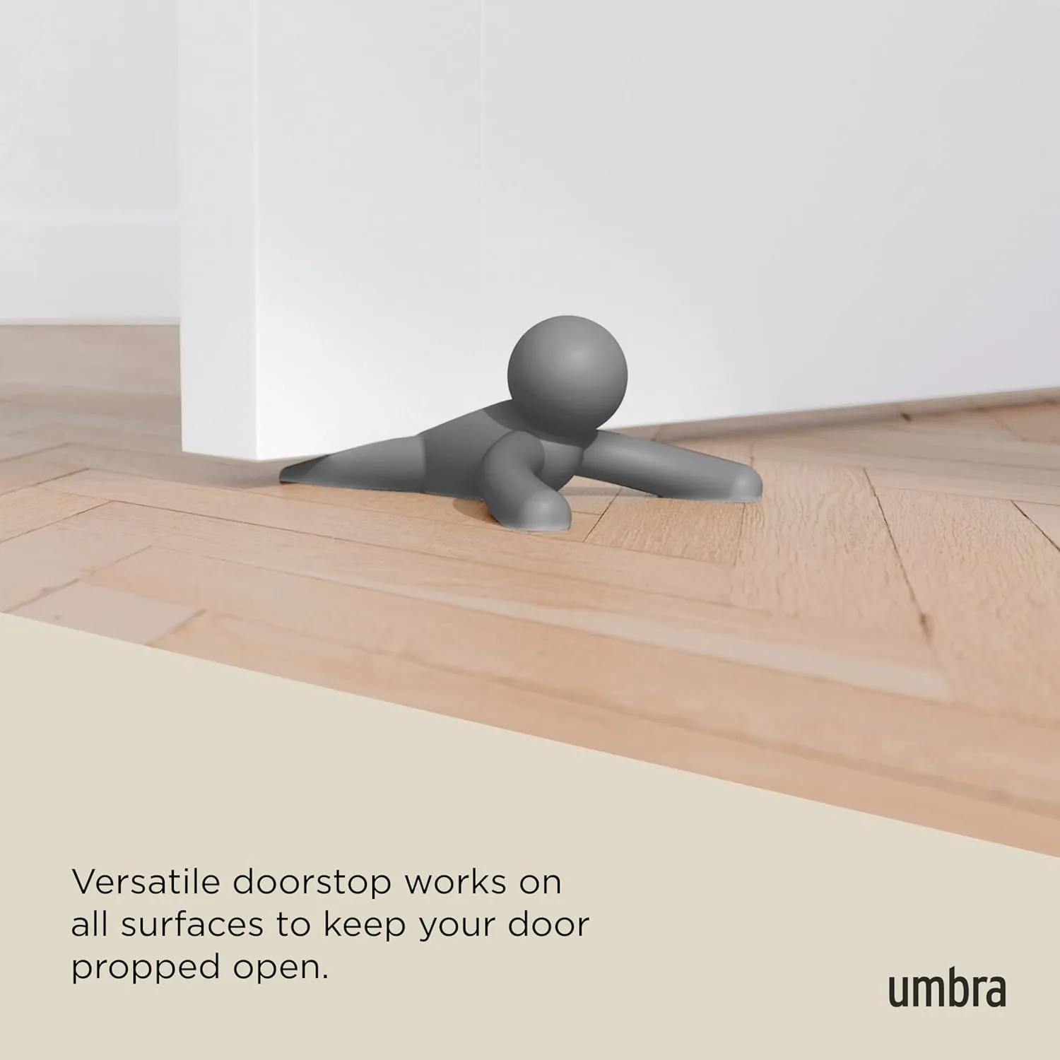 Umbra Buddy Door Stop, Heavy-Duty and Flexible, Soft-Touch Finish, Protects Your Floors, Grey, 2-Pack