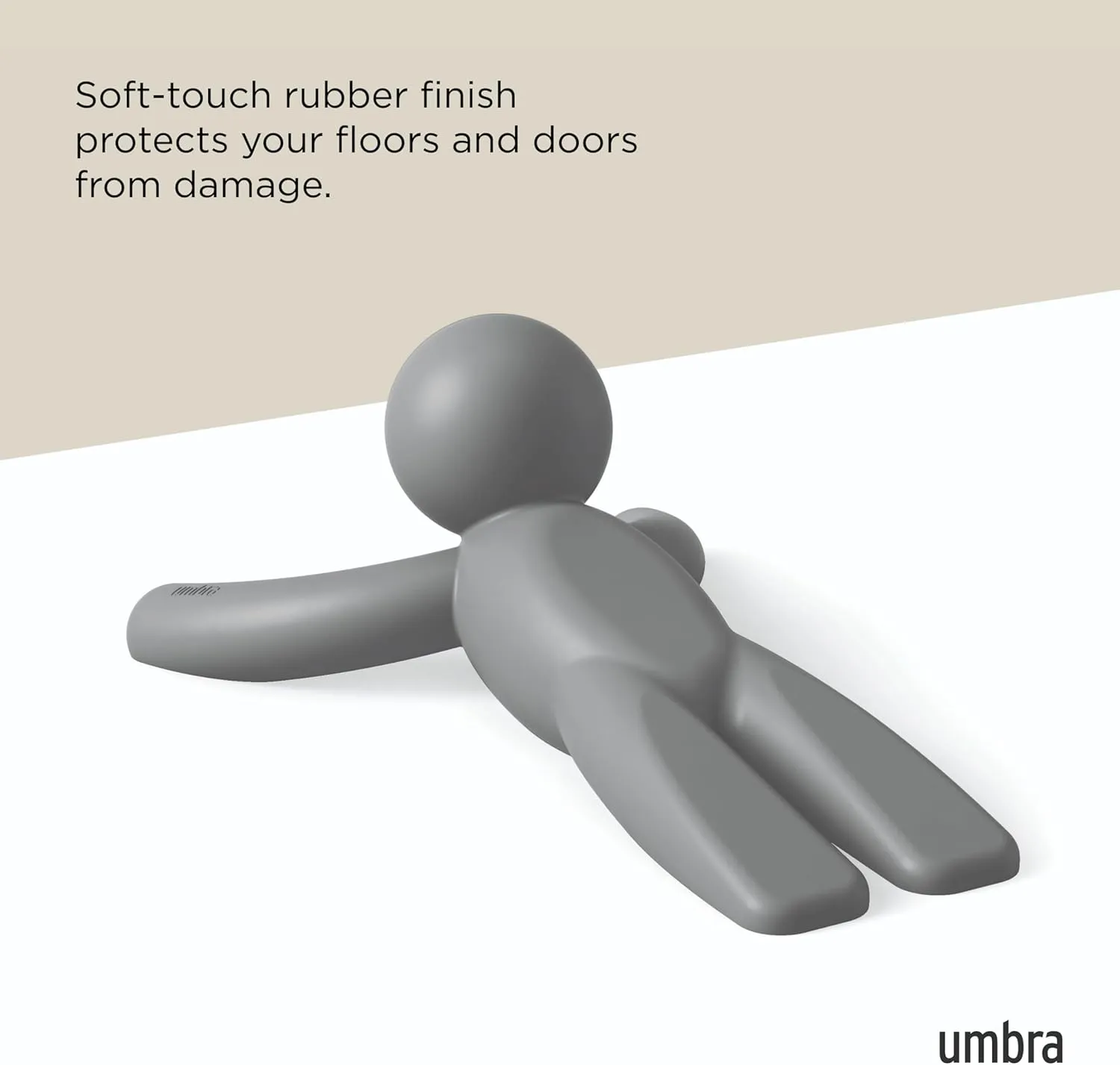 Umbra Buddy Door Stop, Heavy-Duty and Flexible, Soft-Touch Finish, Protects Your Floors, Grey, 2-Pack