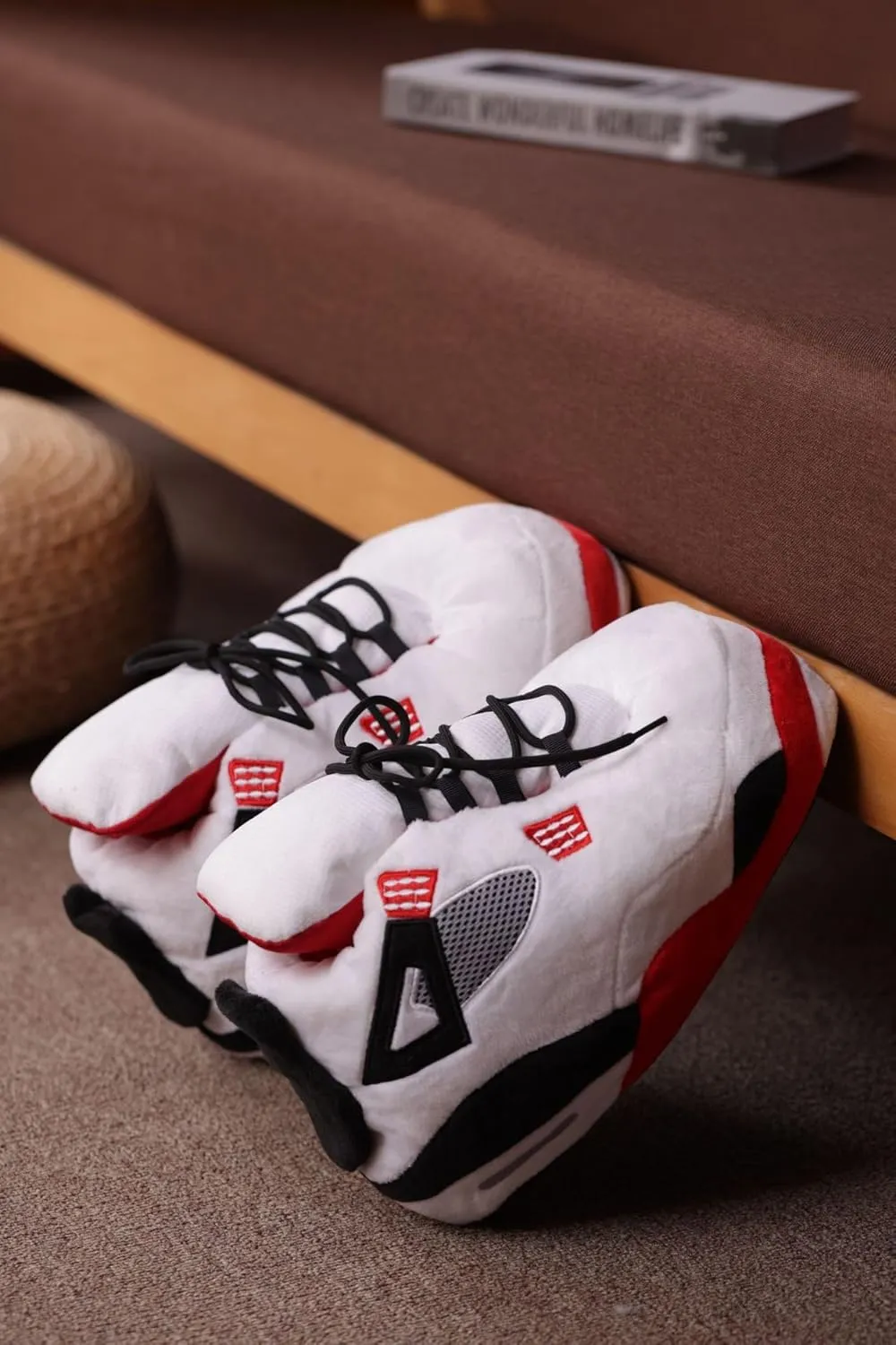 Unisex Cosy Trendy Sneaker Slippers - Warm Plush Anti-Skid Rubber Sole Comfy Fluffy Shoes - One-Size 6-12 Fleece Lined House Shoes