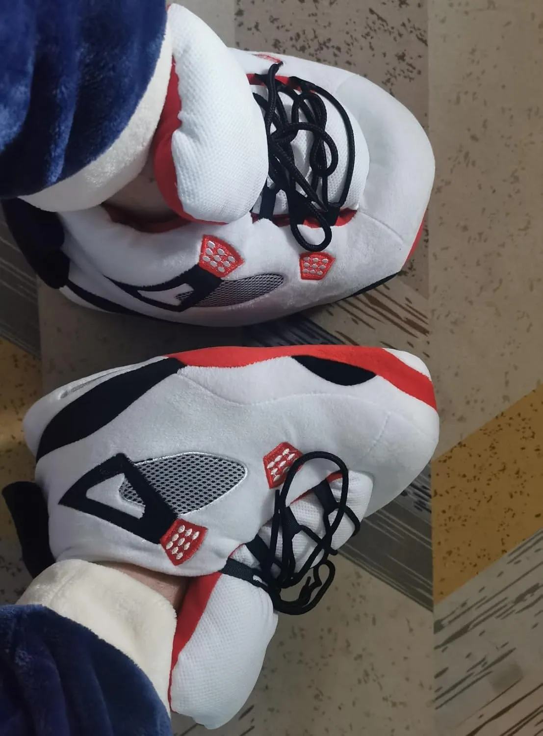 Unisex Cosy Trendy Sneaker Slippers - Warm Plush Anti-Skid Rubber Sole Comfy Fluffy Shoes - One-Size 6-12 Fleece Lined House Shoes