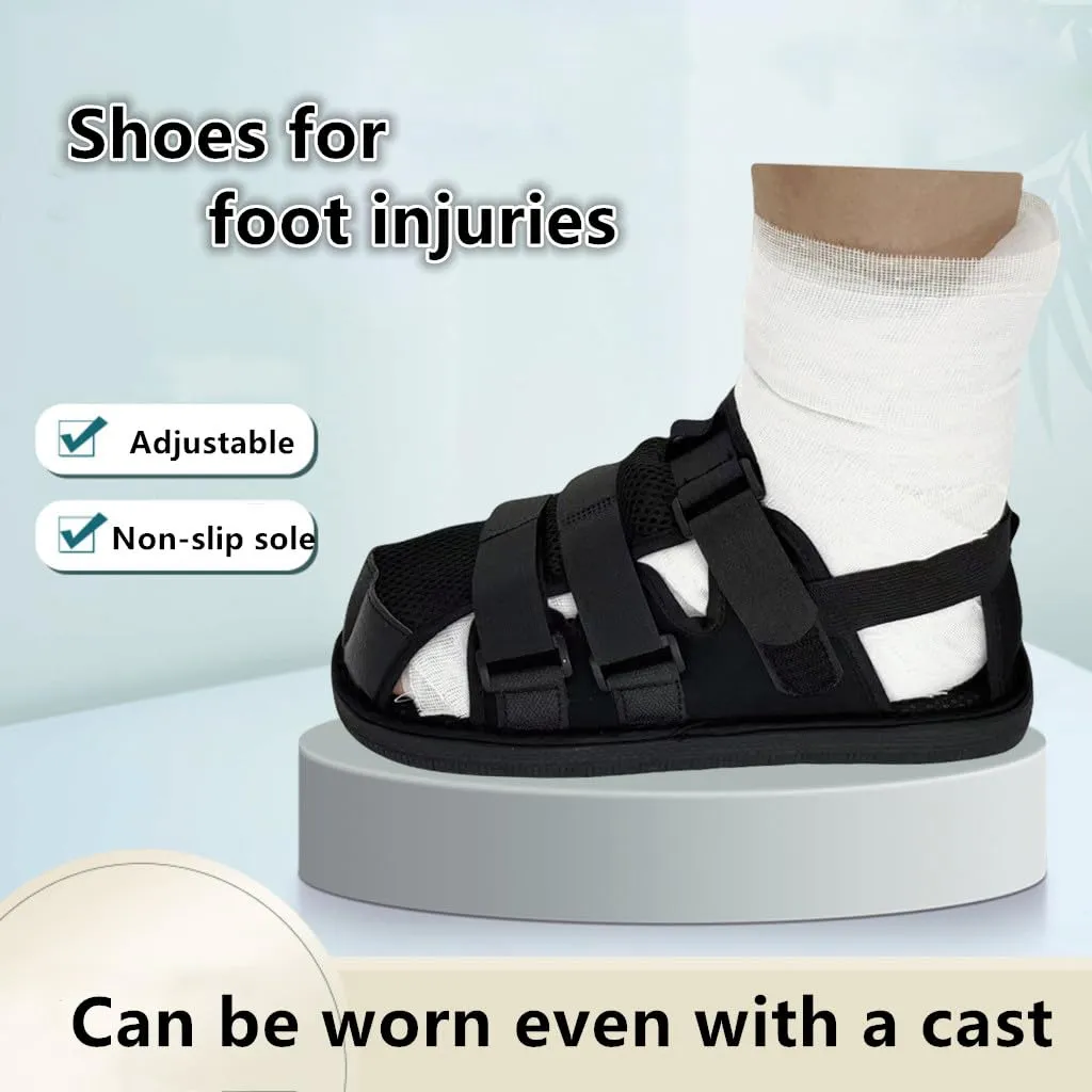 Unisex Post-Op Shoe for Left or Right Foot,Adjustable Medical Walking Shoe,Fracture Plaster Protective Shoe Support for Foot Injuries Postoperative Recovery（Large）