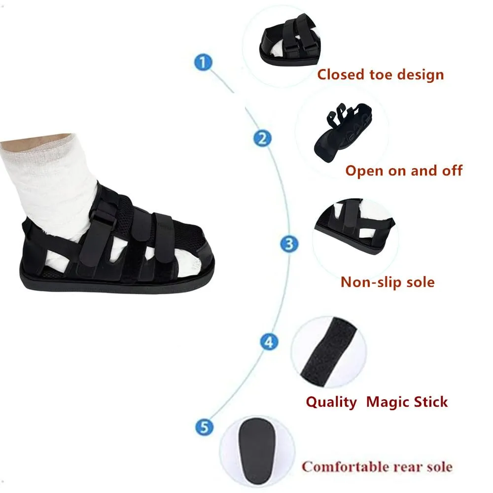 Unisex Post-Op Shoe for Left or Right Foot,Adjustable Medical Walking Shoe,Fracture Plaster Protective Shoe Support for Foot Injuries Postoperative Recovery（Large）