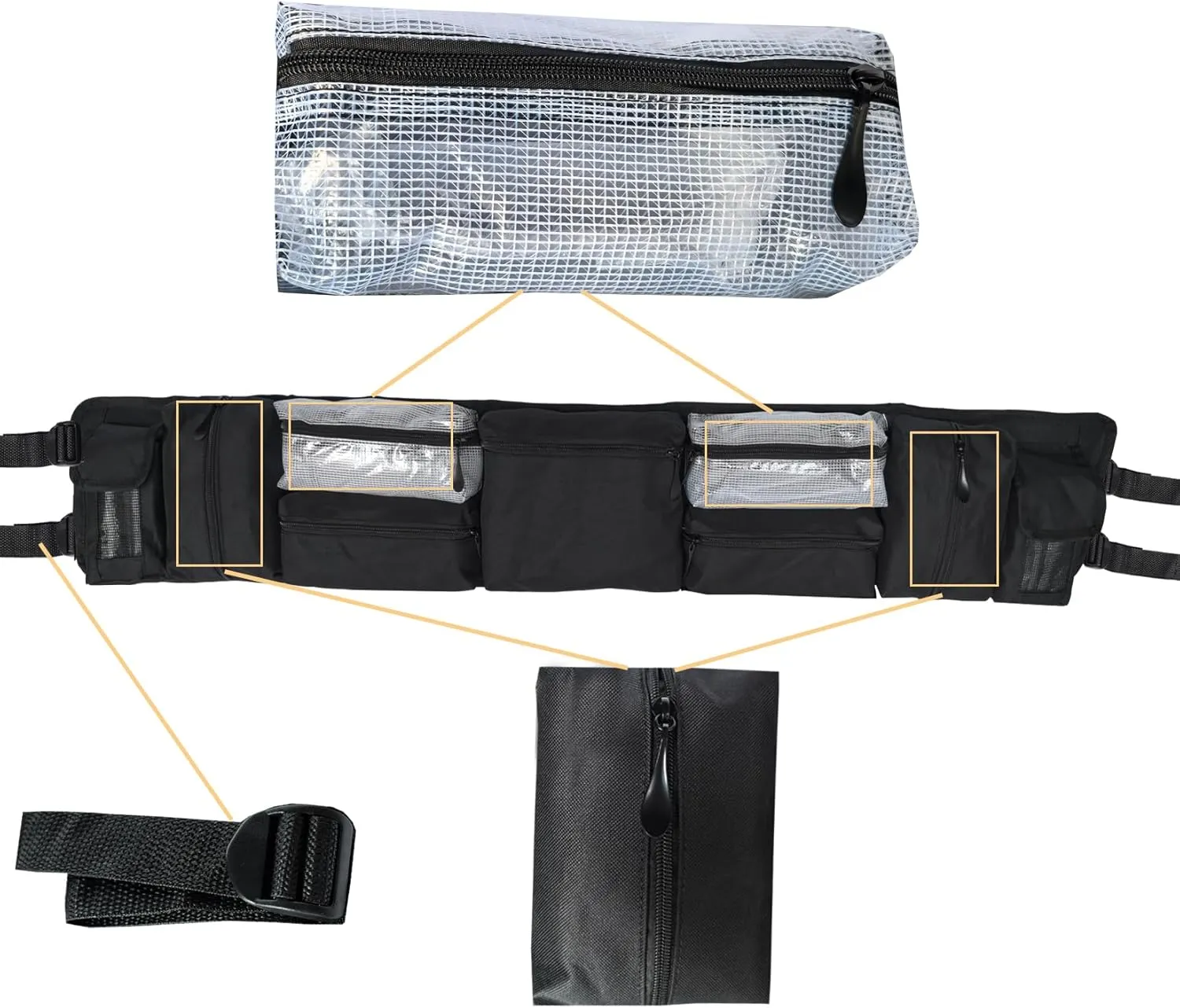 Universal UTV Accessories Storage Bag, ATV Bag Roll Cage Organizer Cargo Storage Bags Gear Bag Tool Bag Compatible with Polaris Ranger RZR Defender Honda Pioneer Talon Yamaha UTV Cart Black