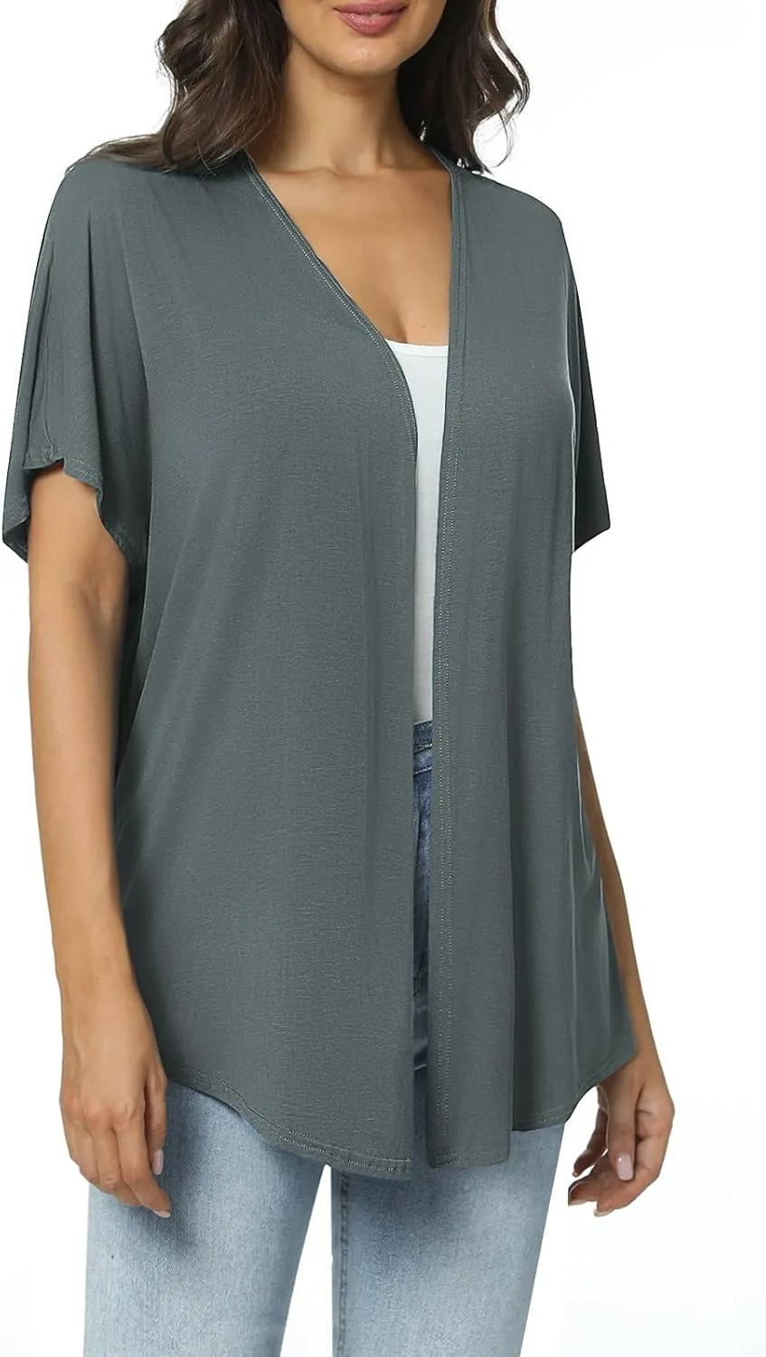 Urban CoCo Women's Lightweight Short Sleeve Kimono Cardigan Casual Cover Ups