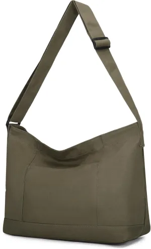VASCHY Canvas Messenger Bag, Lightweight Casual Crossbody Slouchy Shoulder Hobo Side Bag Purse for Men and Women