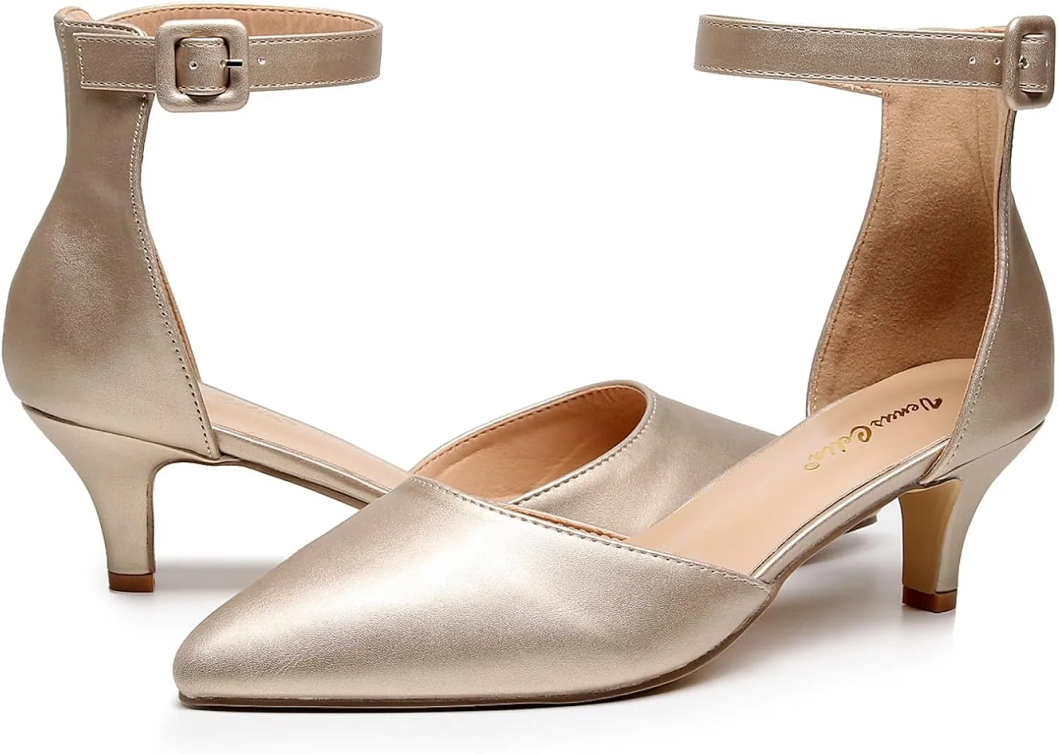 VenusCelia Women's Easy Going Strap Pump Kitten Heel Shoe