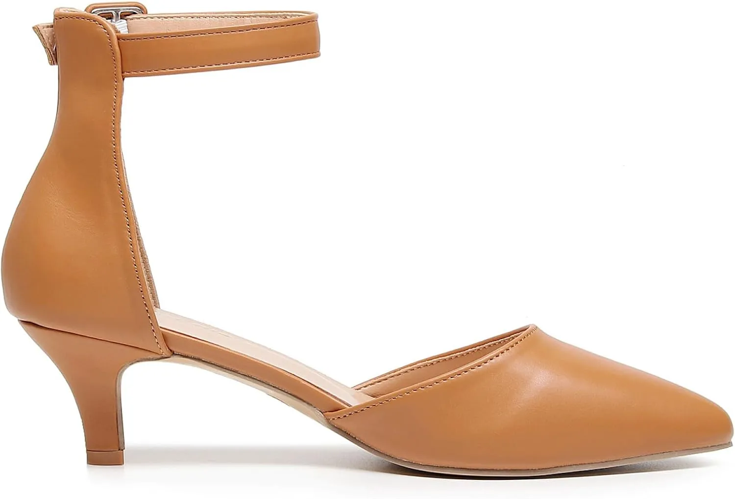 VenusCelia Women's Easy Going Strap Pump Kitten Heel Shoe