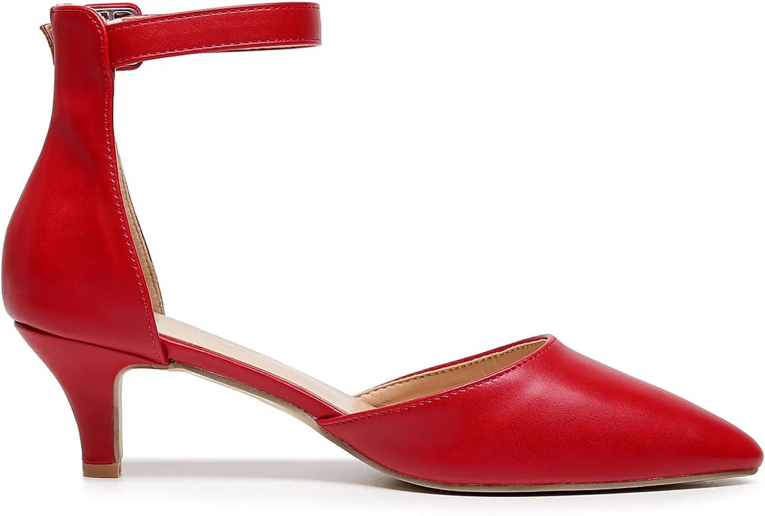 VenusCelia Women's Easy Going Strap Pump Kitten Heel Shoe