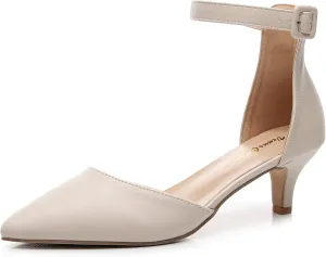 VenusCelia Women's Easy Going Strap Pump Kitten Heel Shoe