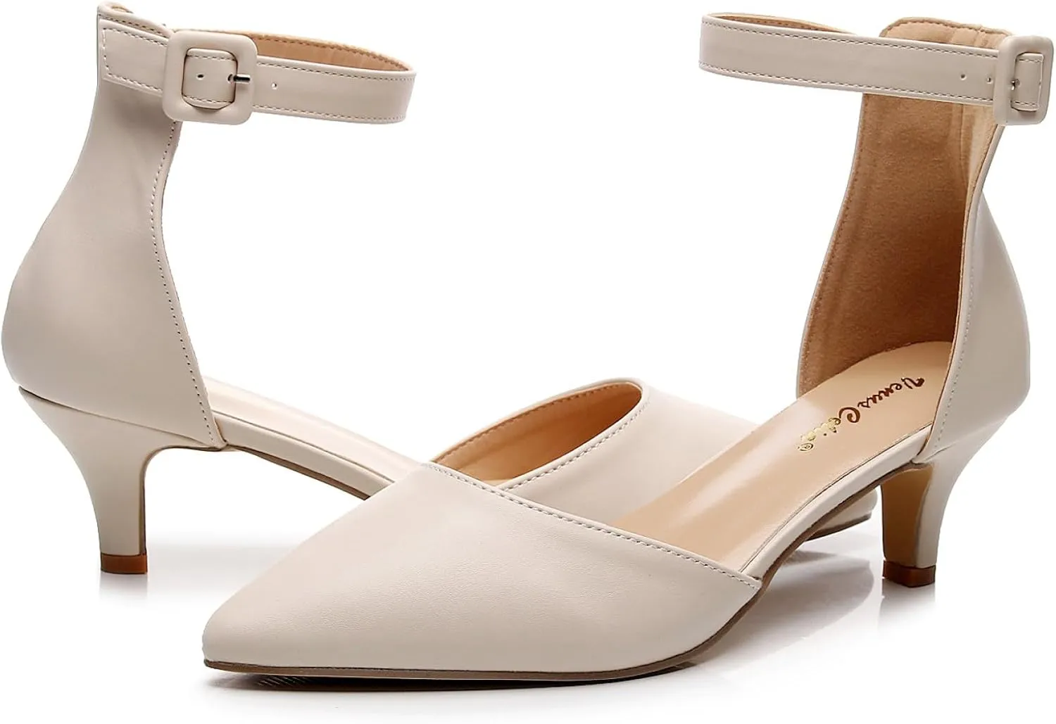 VenusCelia Women's Easy Going Strap Pump Kitten Heel Shoe