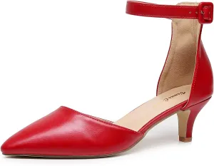 VenusCelia Women's Easy Going Strap Pump Kitten Heel Shoe
