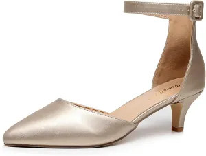VenusCelia Women's Easy Going Strap Pump Kitten Heel Shoe