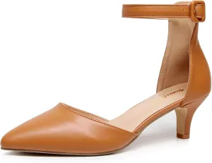 VenusCelia Women's Easy Going Strap Pump Kitten Heel Shoe
