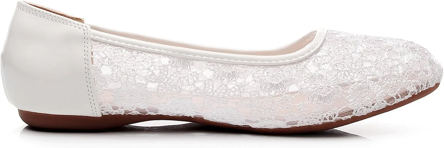 VenusCelia Women's Serenity Breathable Lace Upper Flat