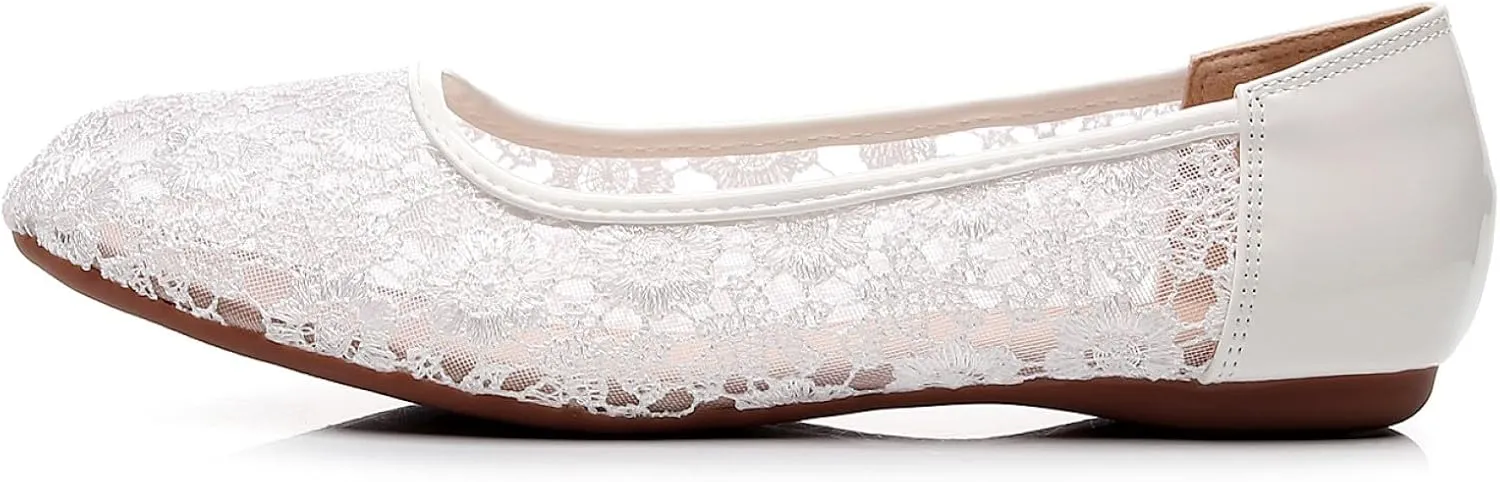 VenusCelia Women's Serenity Breathable Lace Upper Flat