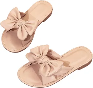 Verdusa Girl's Bows Square Toe Sandals Casual Summer Flat Sandal