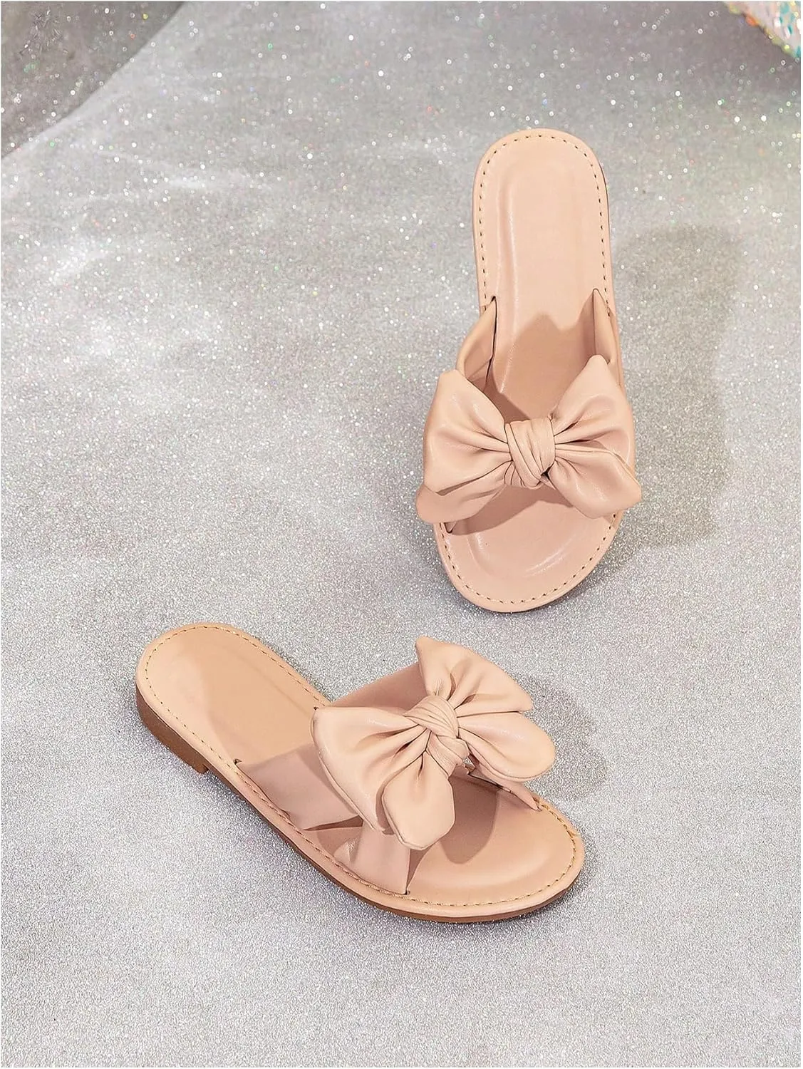 Verdusa Girl's Bows Square Toe Sandals Casual Summer Flat Sandal
