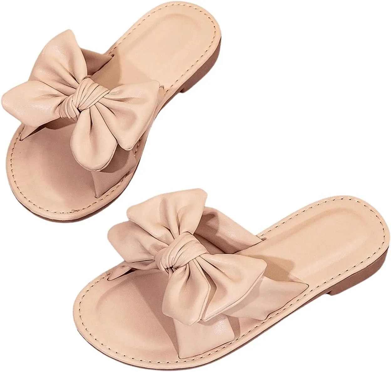 Verdusa Girl's Bows Square Toe Sandals Casual Summer Flat Sandal