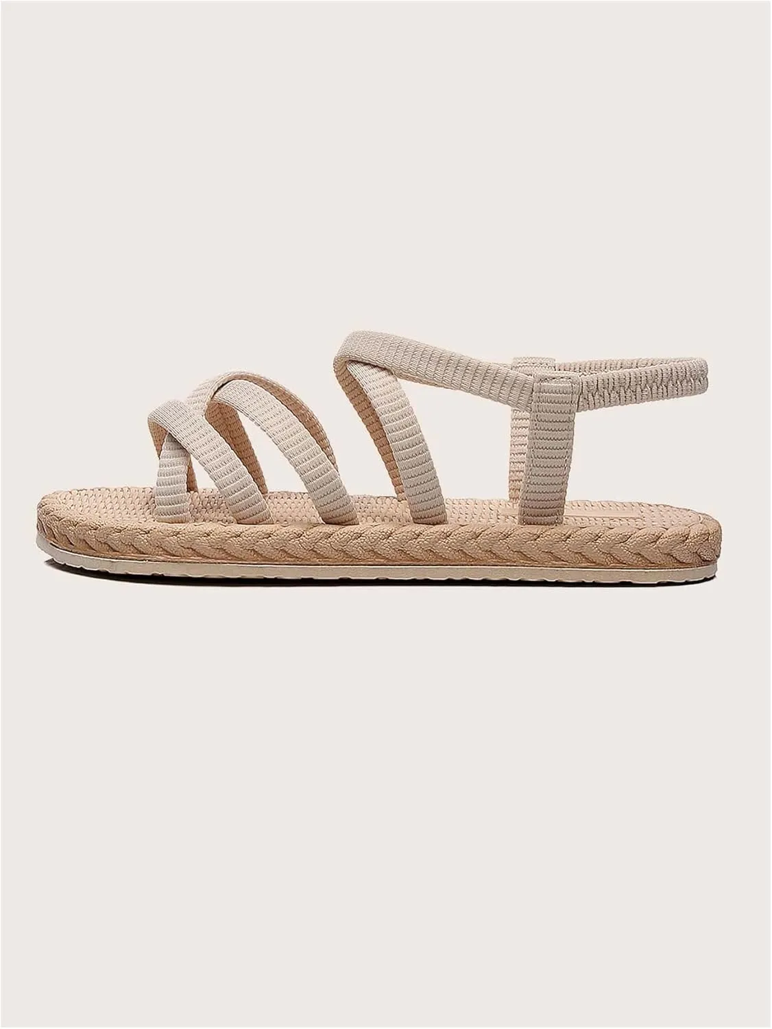 Verdusa Women's Casual Cross Woven Sandals Vacation Summer Beach Flat Sandals Shoes