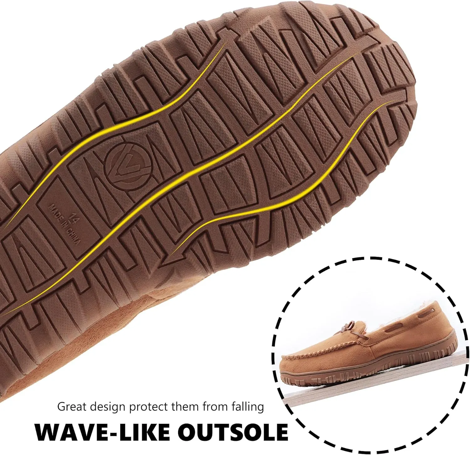 VLLy Mens Slippers Moccasins with Plush Lined Cozy House Bedroom Shoes for Men