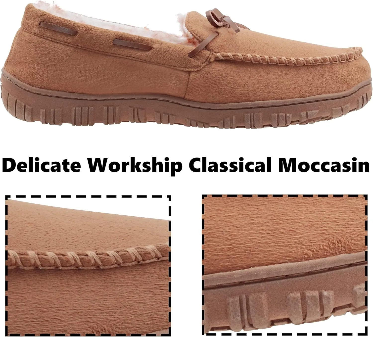 VLLy Mens Slippers Moccasins with Plush Lined Cozy House Bedroom Shoes for Men