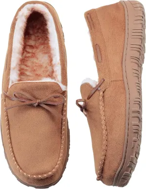 VLLy Mens Slippers Moccasins with Plush Lined Cozy House Bedroom Shoes for Men