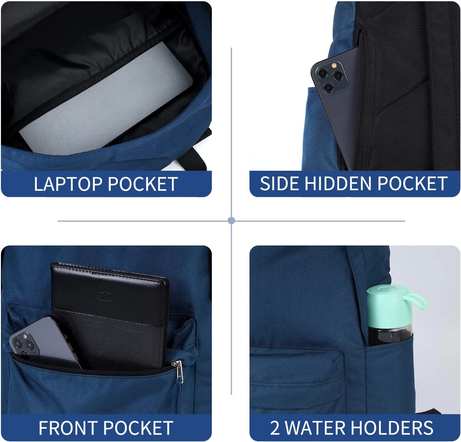 Vorspack Backpack for Men and Women - Basic Bookbag Casual Daypack Backpacks for College Work Travel