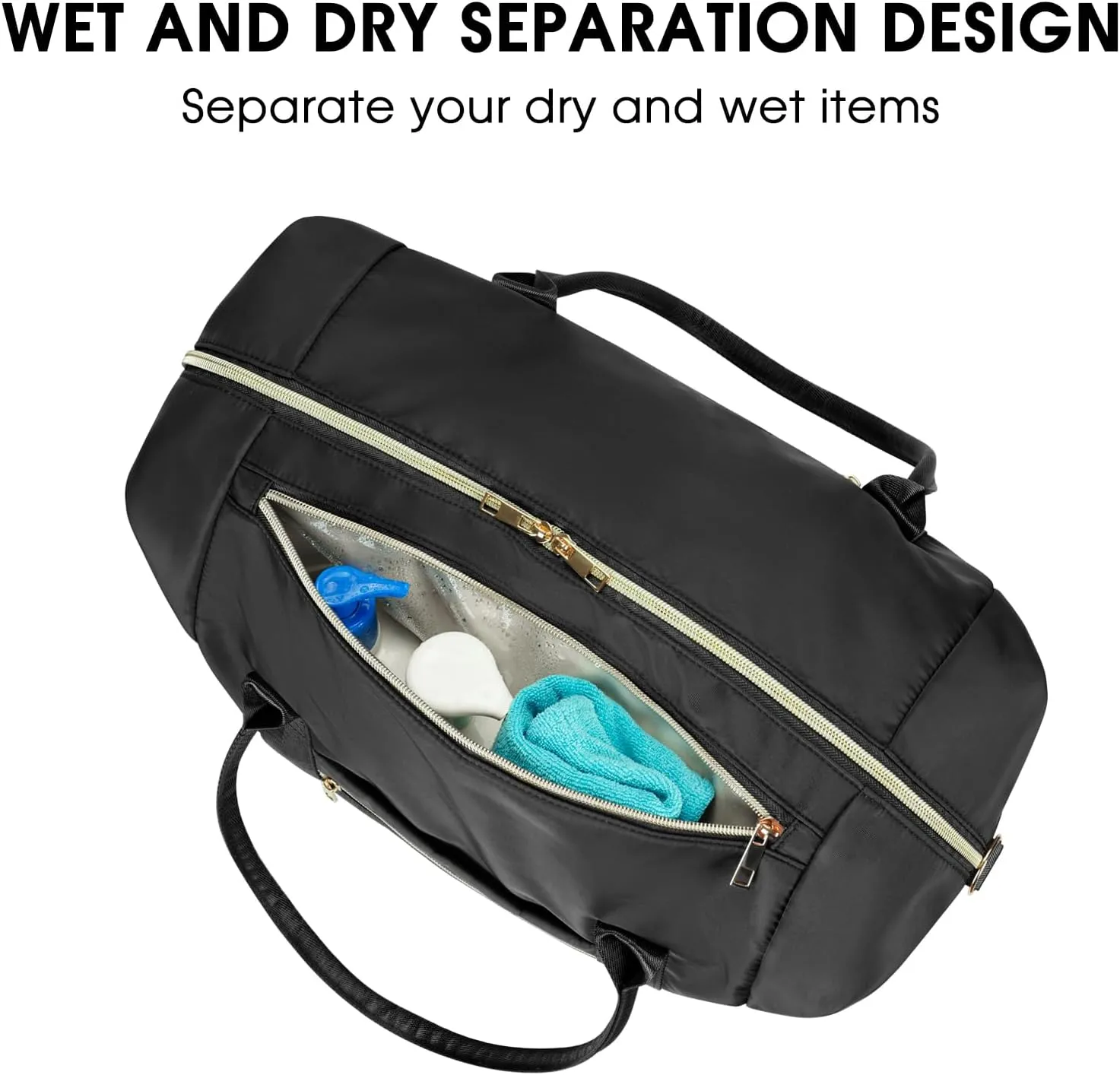 WANDF For Spirit Airlines Personal Item Bag 18x14x8 Travel Duffel Bag with TSA Approved Quart Size Bag & Shoe Bags Weekender Overnight Carry-on Luggage for Women (Black)