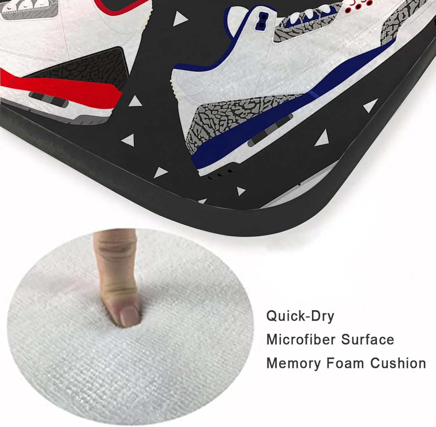 Washable Area Sponge Rug Pad for Girls Boys Bedroom Living Room Basketball Shoes, Cool Teens Sports Retro Sneaker Non-Slip Carpet Super Soft Extra Thick Bathroom Dorm Home Indoor Small Floor Rugs