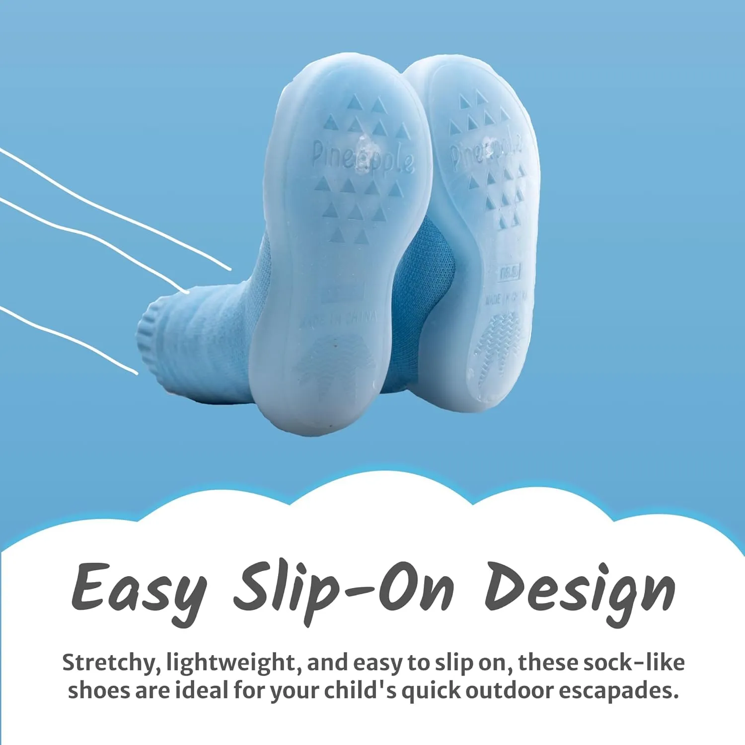 Water Resistant Sock Shoe | Walking Shoes for Infant and Toddlers | Flexible and Protective Sole | Easy Slip-on | Wide Footbed