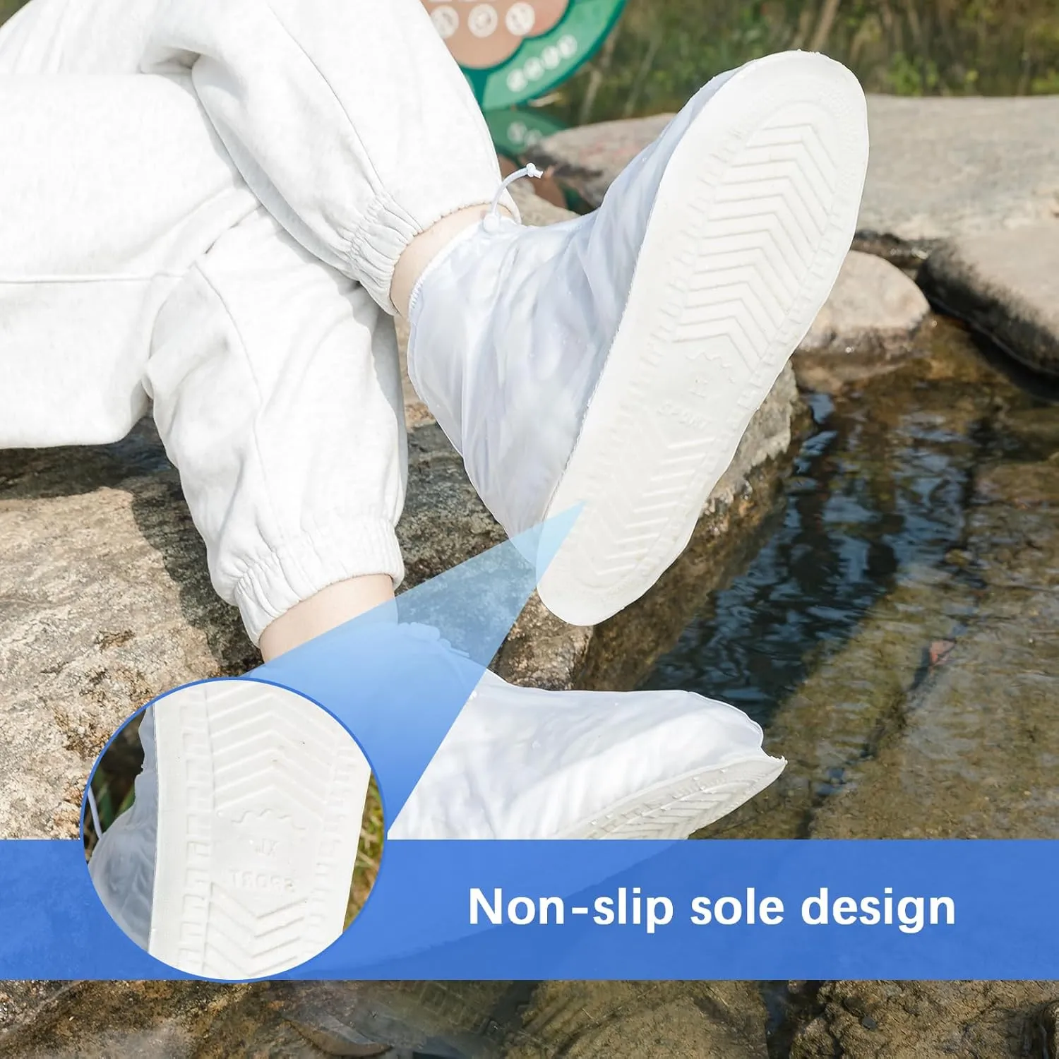 Waterproof Shoe Covers 2 pairs Rain Shoe Covers for Men Women and Children for Outdoor Activities