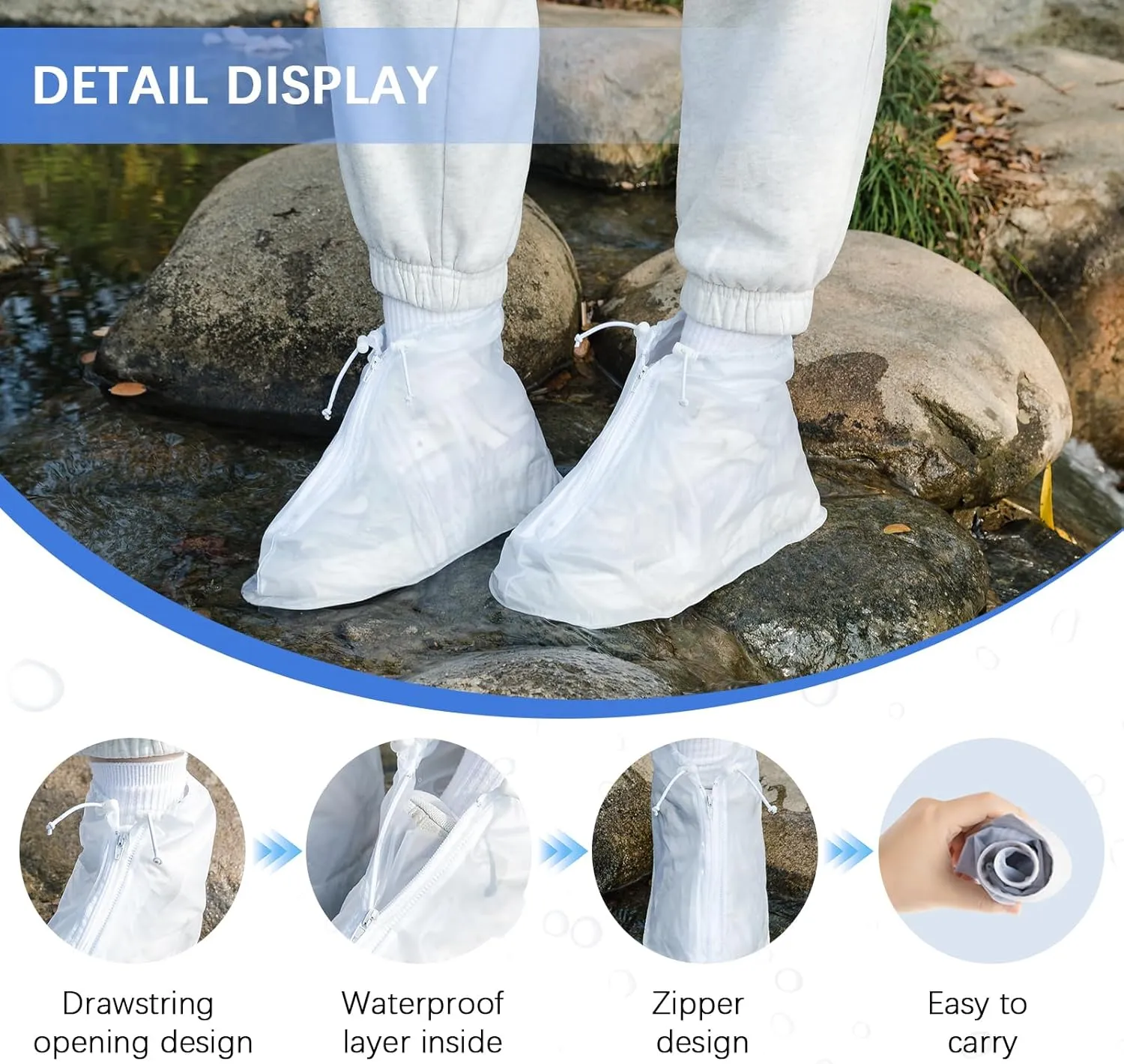 Waterproof Shoe Covers 2 pairs Rain Shoe Covers for Men Women and Children for Outdoor Activities