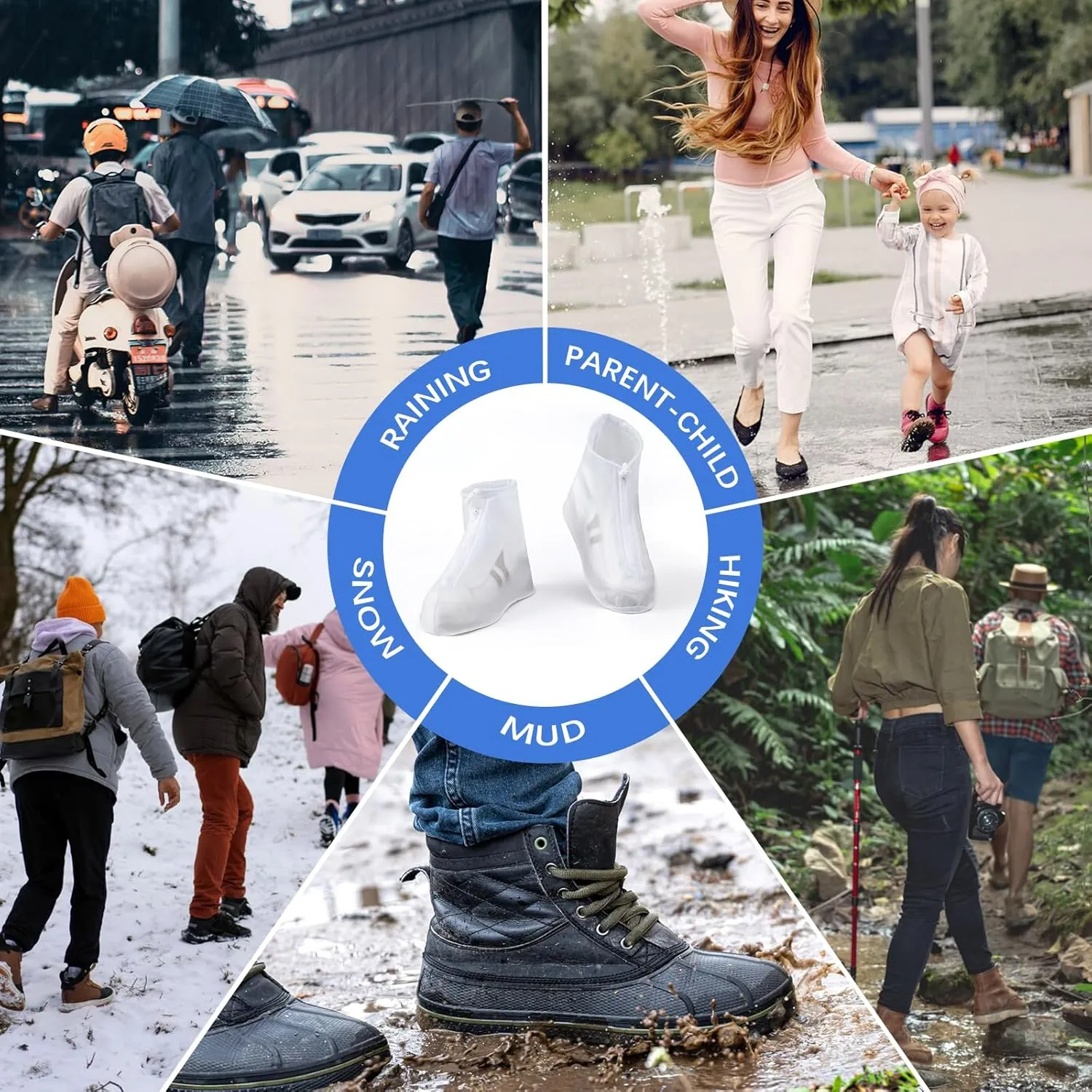 Waterproof Shoe Covers 2 pairs Rain Shoe Covers for Men Women and Children for Outdoor Activities