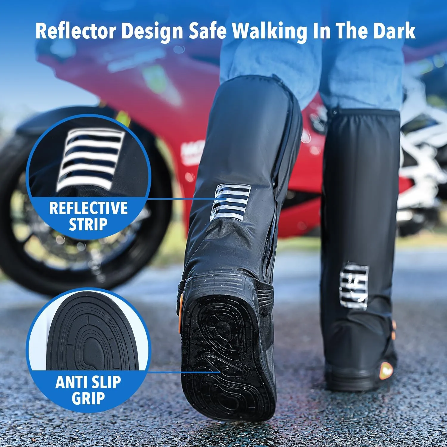 Waterproof Shoe Covers Rain Shoe Cover with Reflector for Men Women