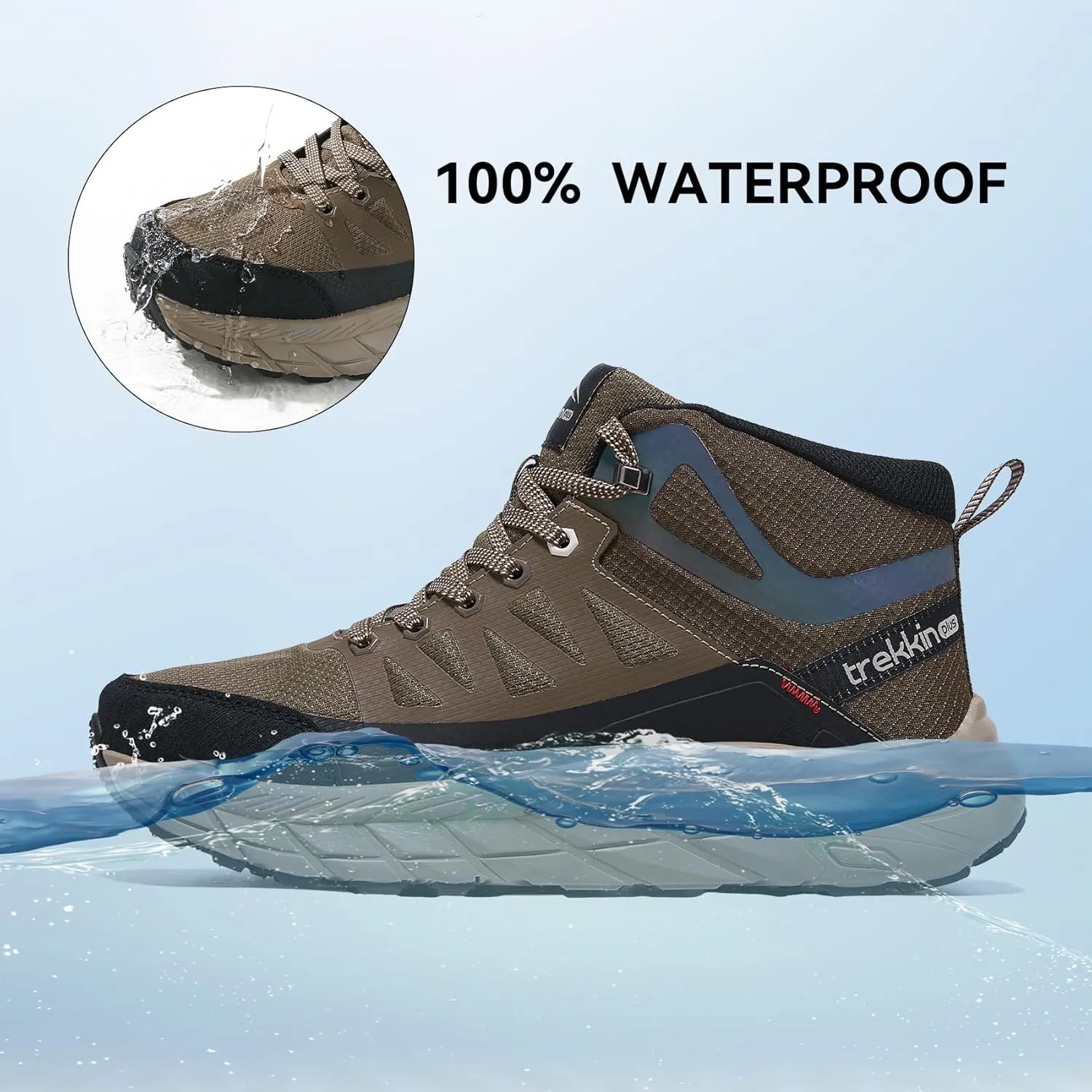 Waterproof Walking Shoes for Men Slip Resistant Outdoor Sneakers Trails Womens Hiking Boots Ankle High Relaxed Fit Lightweight Casual Hunting Workout Shoes