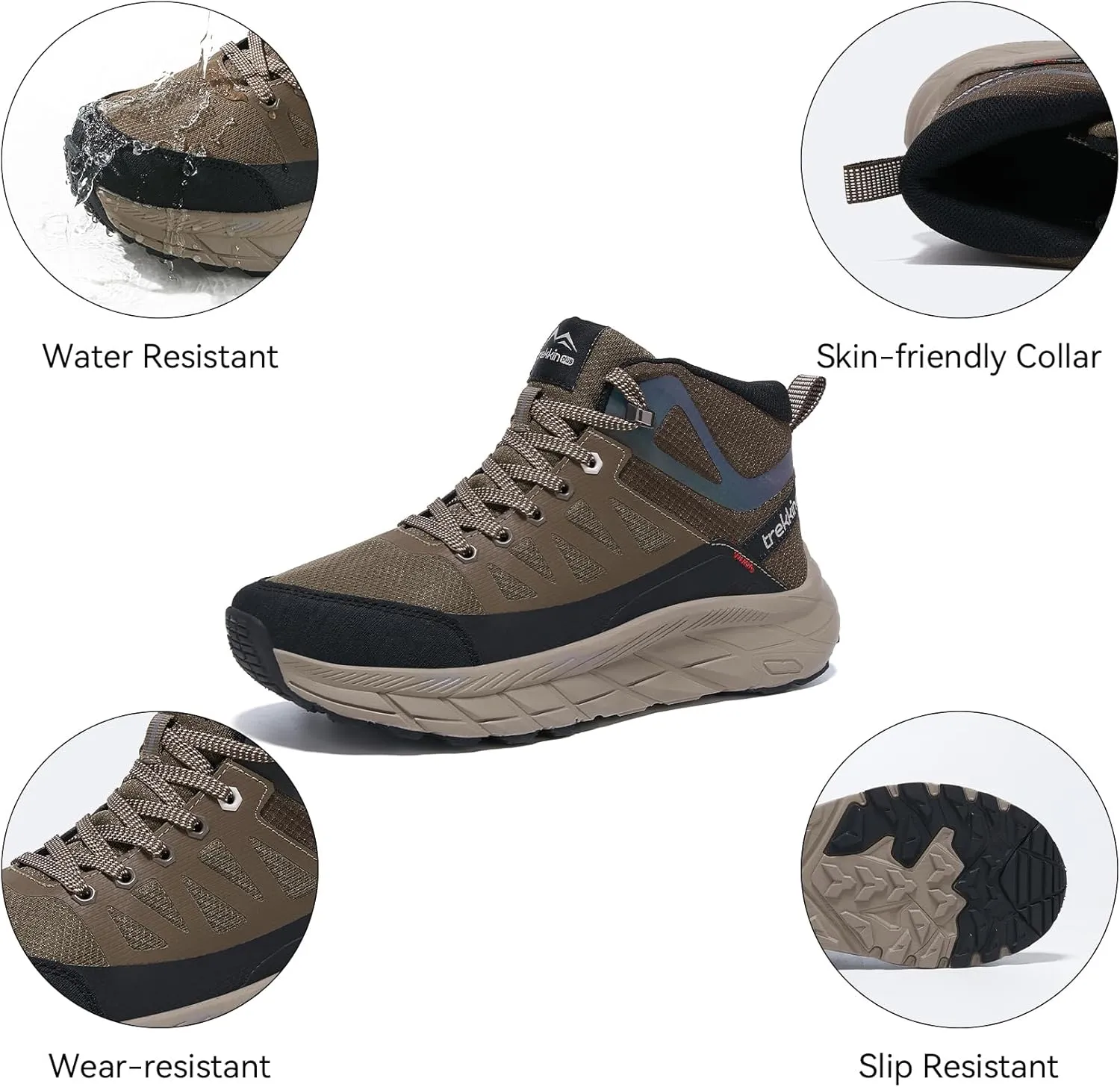 Waterproof Walking Shoes for Men Slip Resistant Outdoor Sneakers Trails Womens Hiking Boots Ankle High Relaxed Fit Lightweight Casual Hunting Workout Shoes