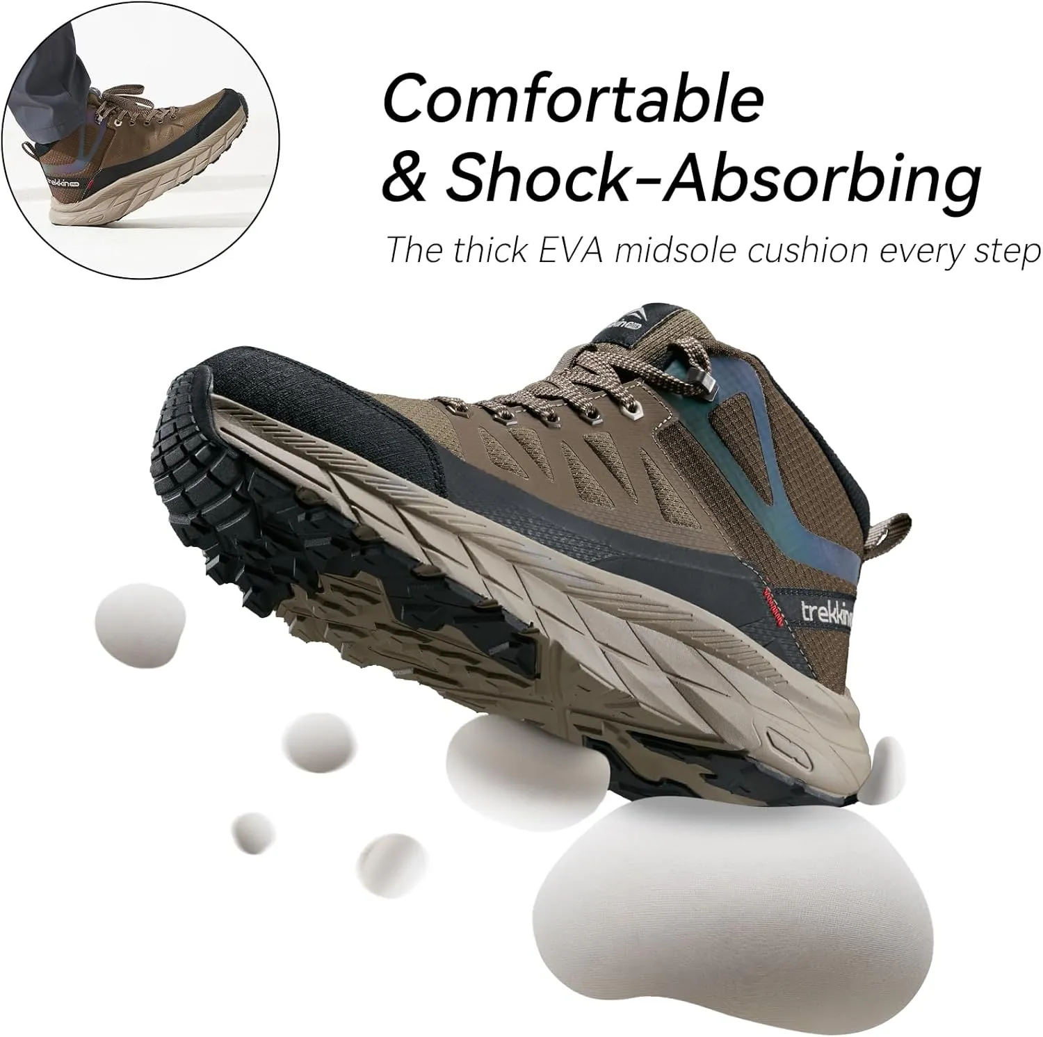 Waterproof Walking Shoes for Men Slip Resistant Outdoor Sneakers Trails Womens Hiking Boots Ankle High Relaxed Fit Lightweight Casual Hunting Workout Shoes