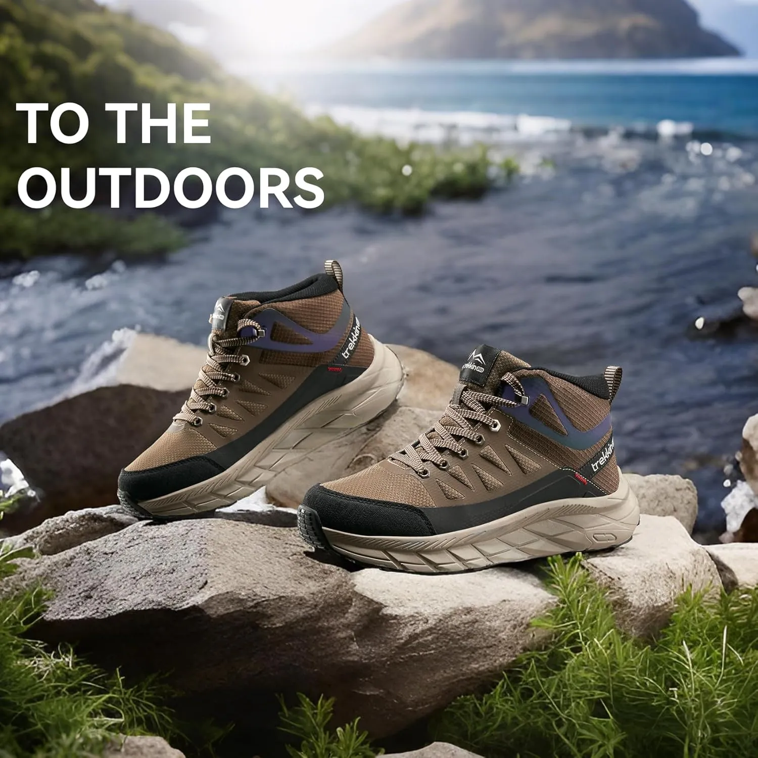 Waterproof Walking Shoes for Men Slip Resistant Outdoor Sneakers Trails Womens Hiking Boots Ankle High Relaxed Fit Lightweight Casual Hunting Workout Shoes