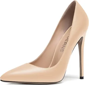 WAYDERNS Women's Evening Pointed Toe Matte Slip On Dress Stiletto High Heel Pumps Shoes 4.7 Inch