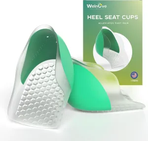 Welnove Heel Cups for Heel Pain, Heavy Duty Gel Heel Cup Cushion for Anti-Shock, Plantar Fasciitis, Heel Pain Relief, Achilles Tendonitis, Heel Spur, Heel Support Insert for Women 10-13.5 & Men 9-12