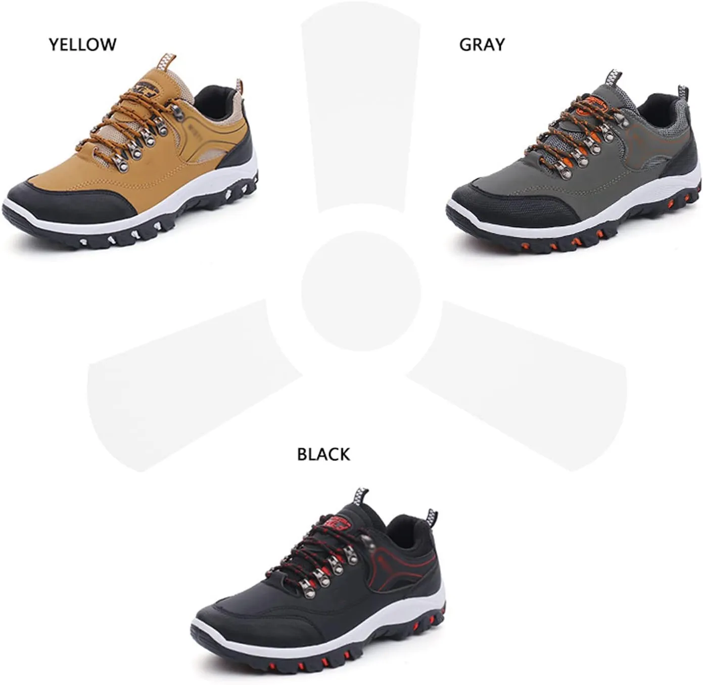 WENOREG Men’s Low-Top Non-Slip Gomehut Sneakers,Fashion Good Arch Support Breathable Trekking Trails Sneakers Extended Width Foot and Heel Comfortable Breathable Hiking Walking Shoes