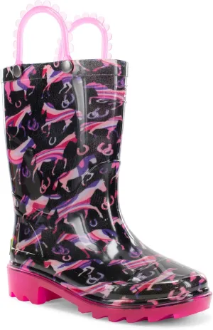 Western Chief Kids Waterproof Light Up Rain Boots With Handles for Easy On and Off for Boys and Girls