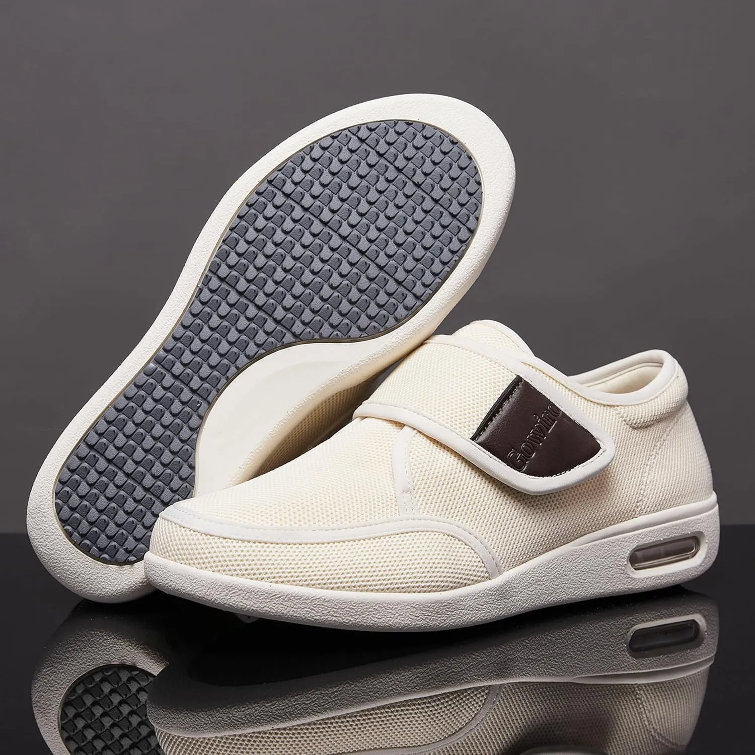 Wide Diabetic Edema Shoes, Fully Adjustable Closure, Easy to Put on and take Off, air Cushion Walking Shoes Suitable for Swollen feet of The Elderly for Outdoor