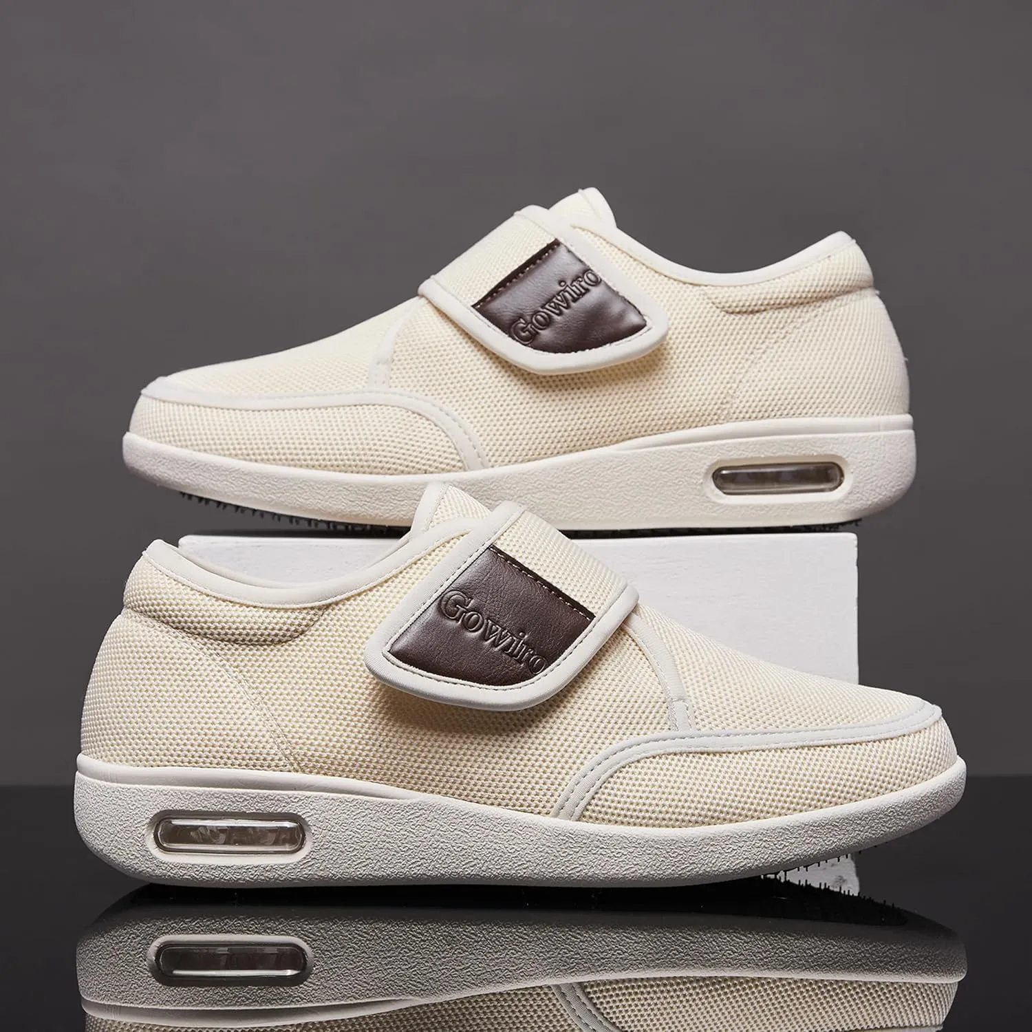 Wide Diabetic Edema Shoes, Fully Adjustable Closure, Easy to Put on and take Off, air Cushion Walking Shoes Suitable for Swollen feet of The Elderly for Outdoor