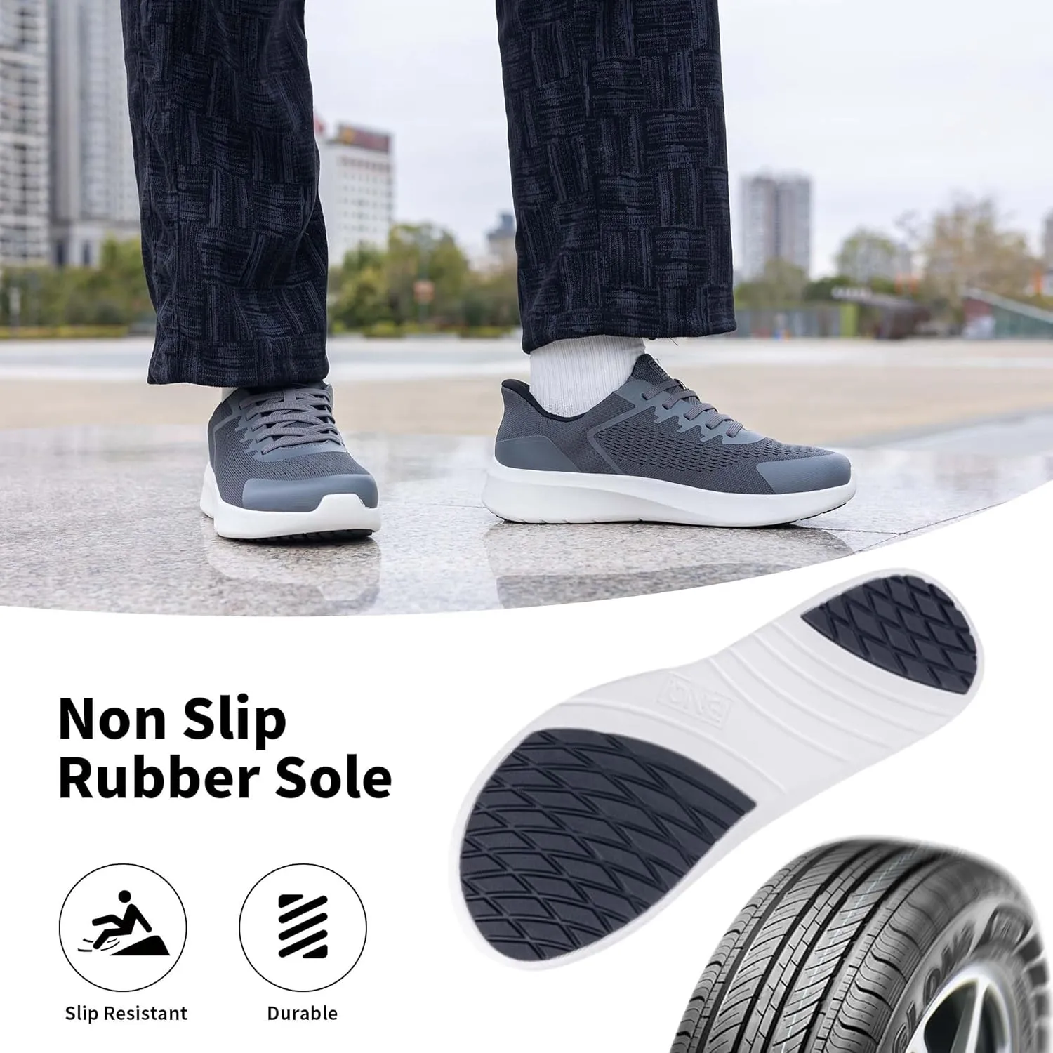 Wide Toe Box Mens Slip On Walking Shoes with Arch Support Casual Dress Shoes Fashion Tennis Sneaker for Business Work Ourdoors Size 7-12