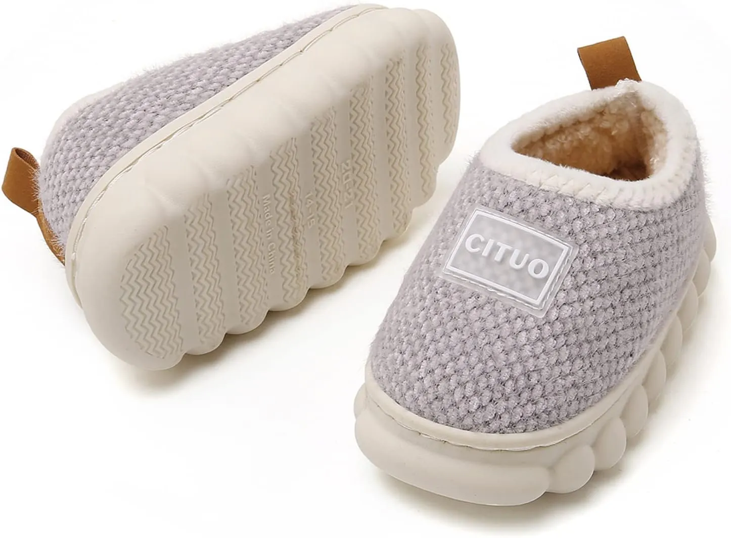 WILLFUN Unisex-Child Fleece Slippers Boys Girls Warm Winter Indoor/Outdoor Shoes for Little Kids